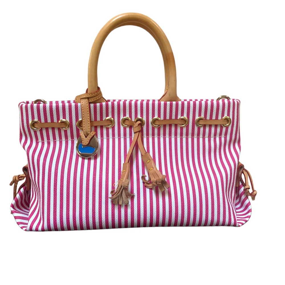 Dooney & Bourke Pink Striped Tassel Tote Purse
